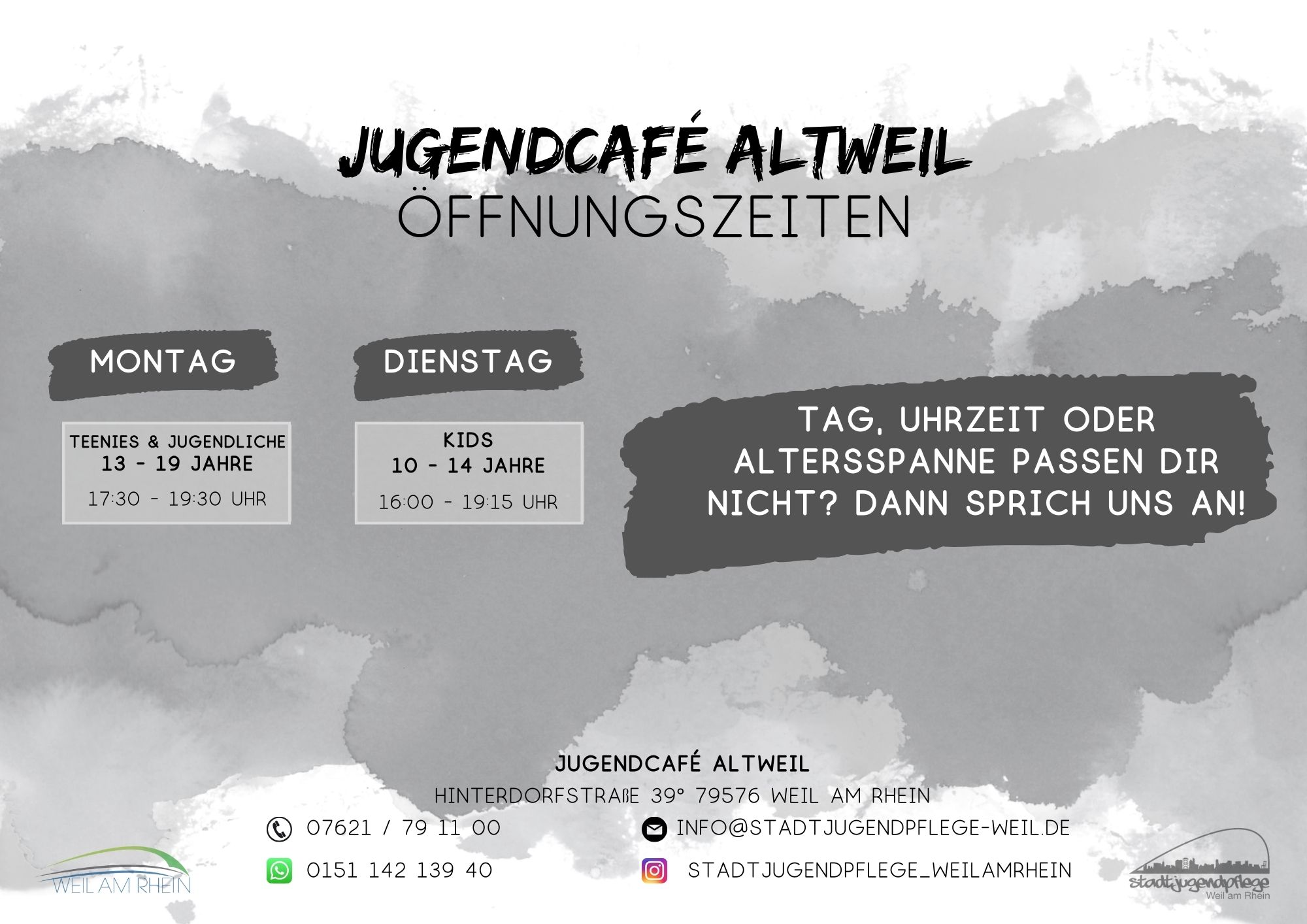 Offnungszeiten Jugendcafe Oktober 2024